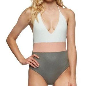 Tavik Swimwear 'Chase' One Piece in Cove Grey Reversible Size S